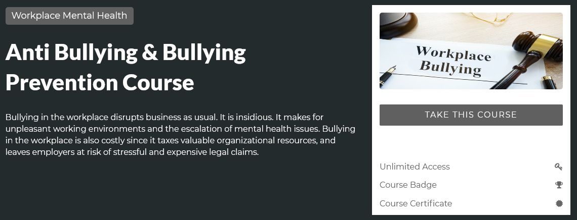 Anti Bullying and Bullying Prevention Course